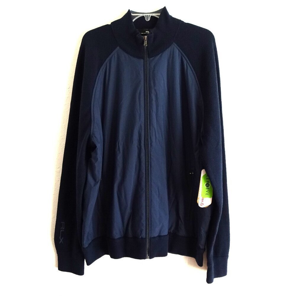 RLX Ralph Lauren Hybrid Mockneck Jacket Men's Size 2XL Blue Full Zip Warm